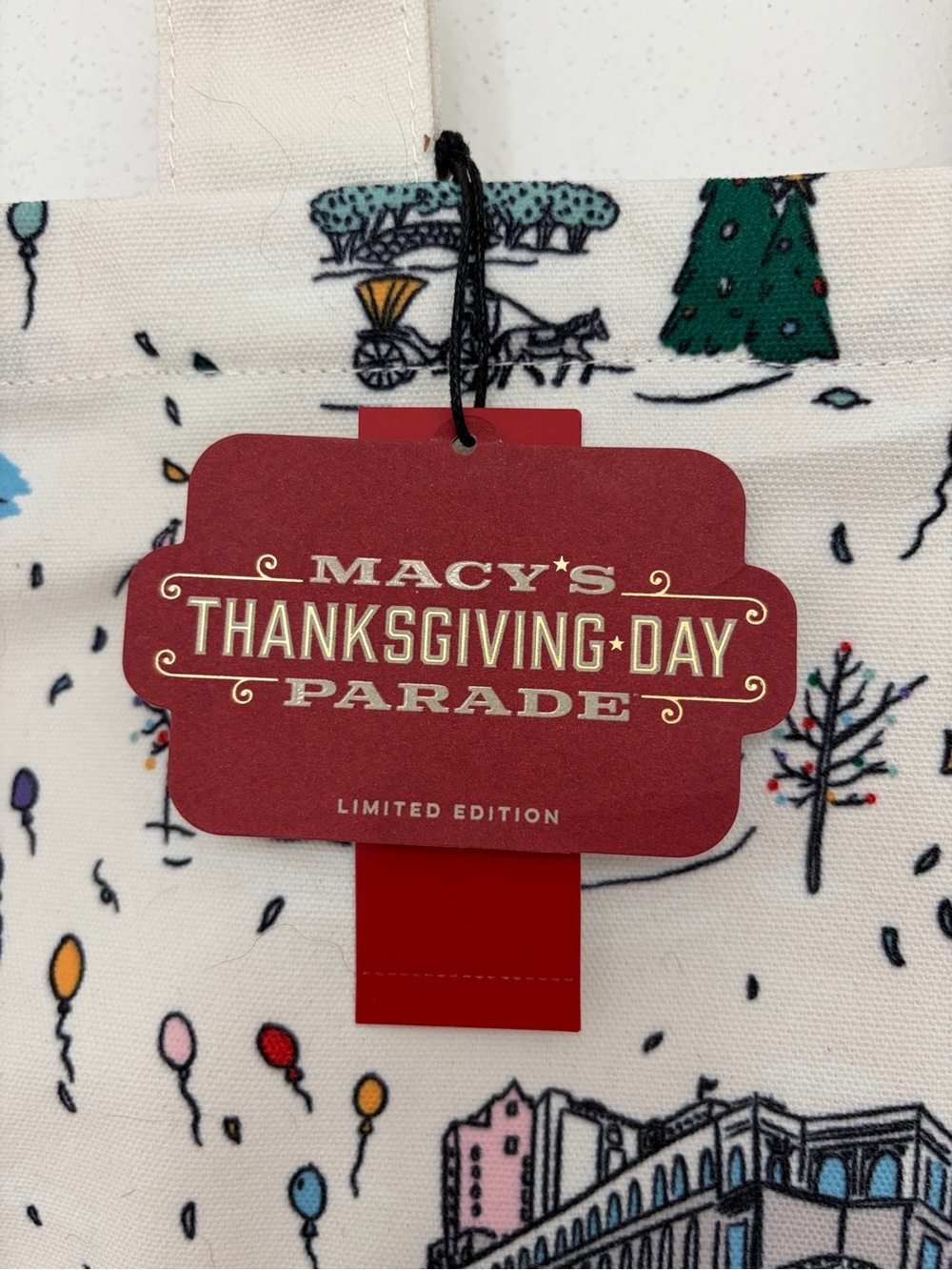 Macy's Cream Canvas Tote with Multicolor Parade Print - Picture 2 of 4